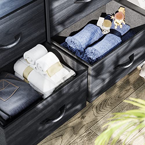 10 Drawer Fabric Storage Dresser with Steel Frame and Wooden Top W893