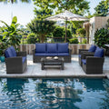 Gray Rattan Wicker 4 Piece Outdoor Patio Furniture Set with Cushion O816835