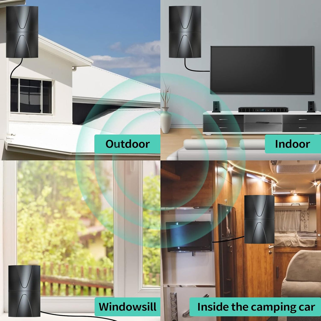 HD Digital TV Antenna 400 Miles Range Indoor Outdoor 4K 1080P P630228