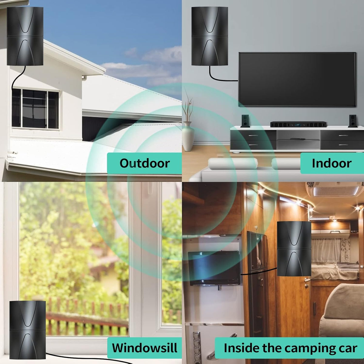 HD Digital TV Antenna 400 Miles Range Indoor Outdoor 4K 1080P P630228