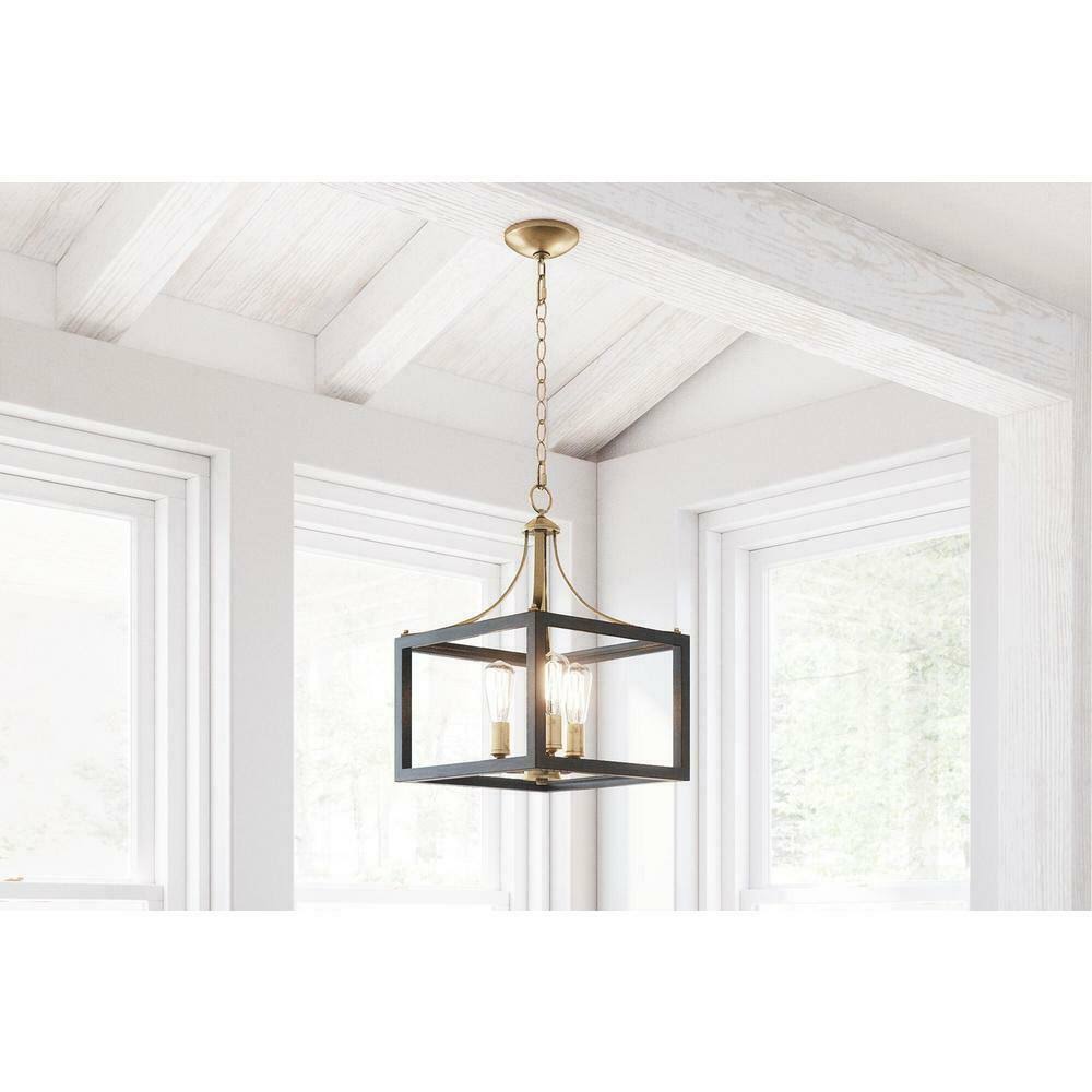 3-Light Vintage Brass Chandelier U964900