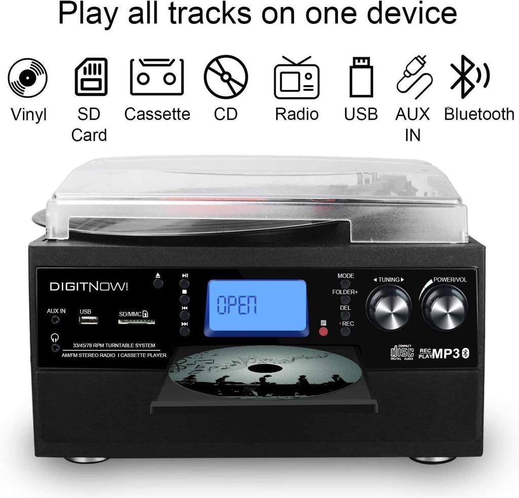 Bluetooth Record Player Turntable with Stereo Speaker E6605