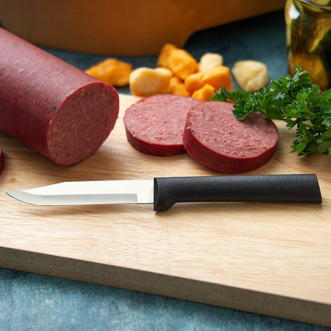 3 Pc Stainless Steel Paring Knife Set, 2.5", 3.25", Black Handle Z532559