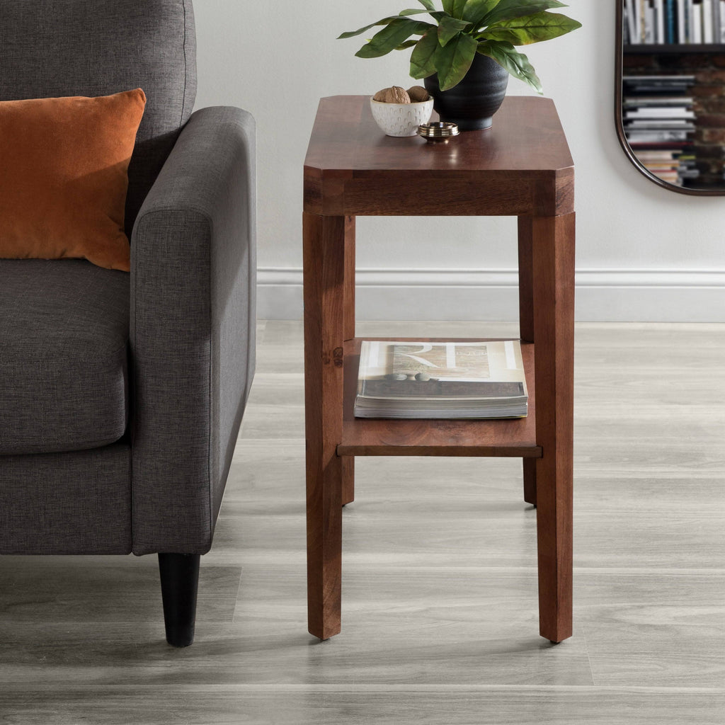 Walnut Brown Wood Side Table K849095