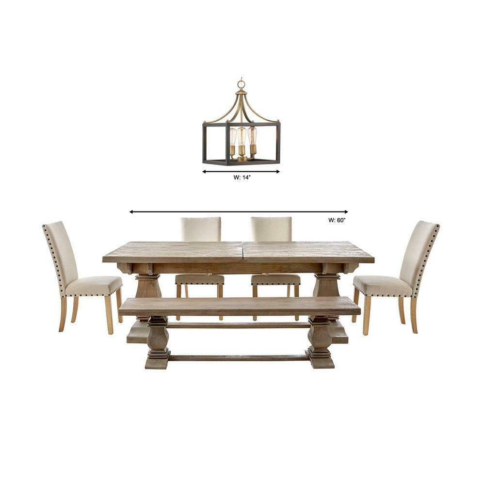 3-Light Vintage Brass Chandelier U964900