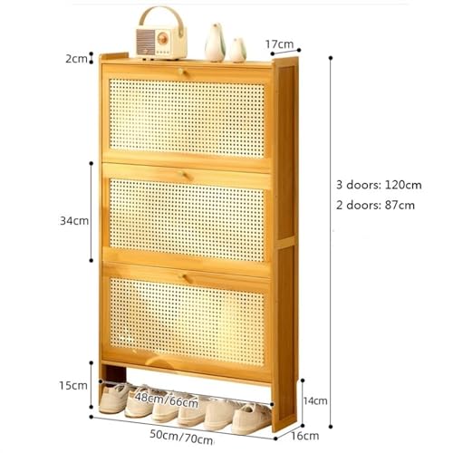 Slim Bamboo Shoe Storage Cabinet with Flip Drawers B911