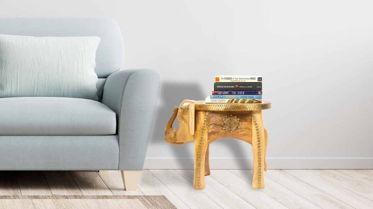 Hand Carved Wooden Coffee Table with Drawer P1556