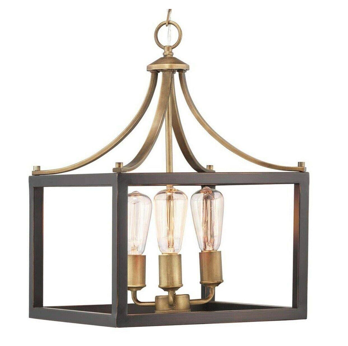 3-Light Vintage Brass Chandelier U964900