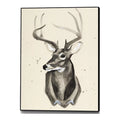 Canvas 24x32 Watercolor Deer Head 3 Framed in Multi-Color T526