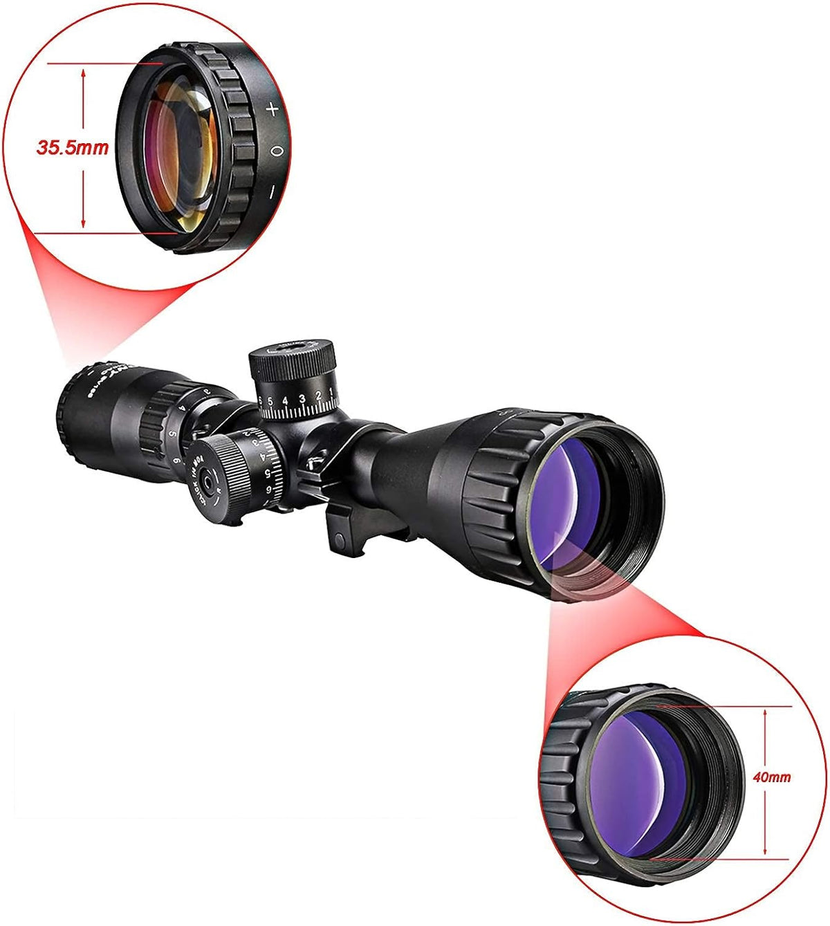 3-9x40 AO Rifle Scope with Mil Dot Reticle U902841