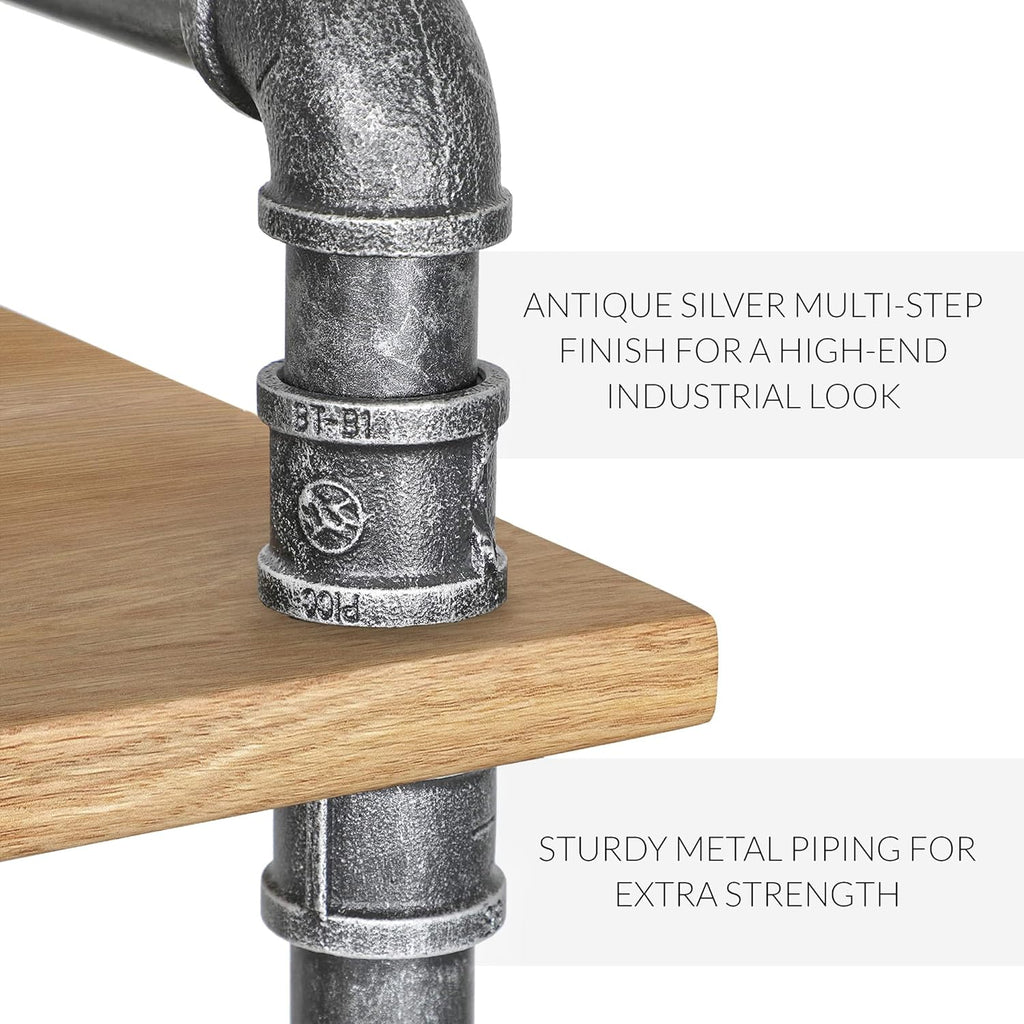 3-Tier Pine and Metal Bookshelf F557250