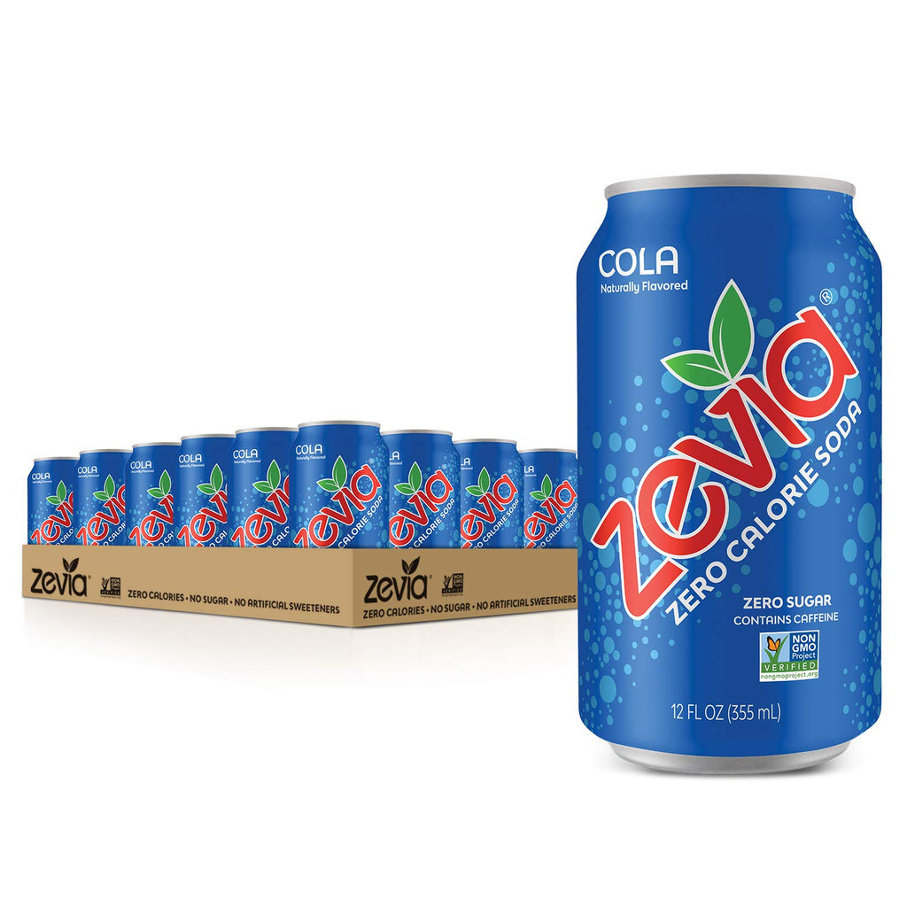 Zero Calorie Soda Cola 12 Ounce Cans Pack of 24 and Zero Calorie Energy Drink Raspberry Lime 12 Ounce Cans Pack of 12 U64361