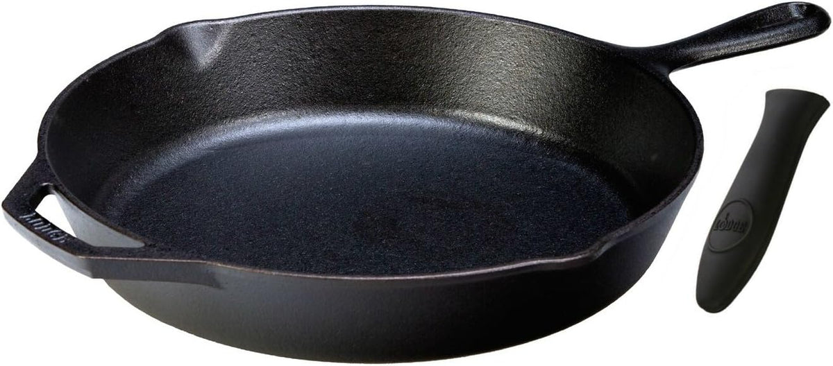 10.25 inches Seasoned Cast Iron Skillet with Silicone Hot Handle Holder W34535