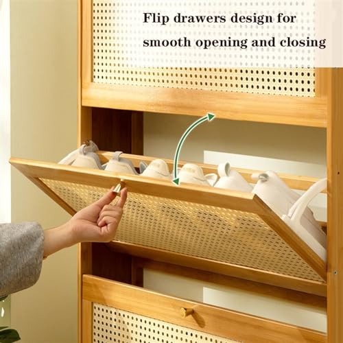 Slim Bamboo Shoe Storage Cabinet with Flip Drawers B911