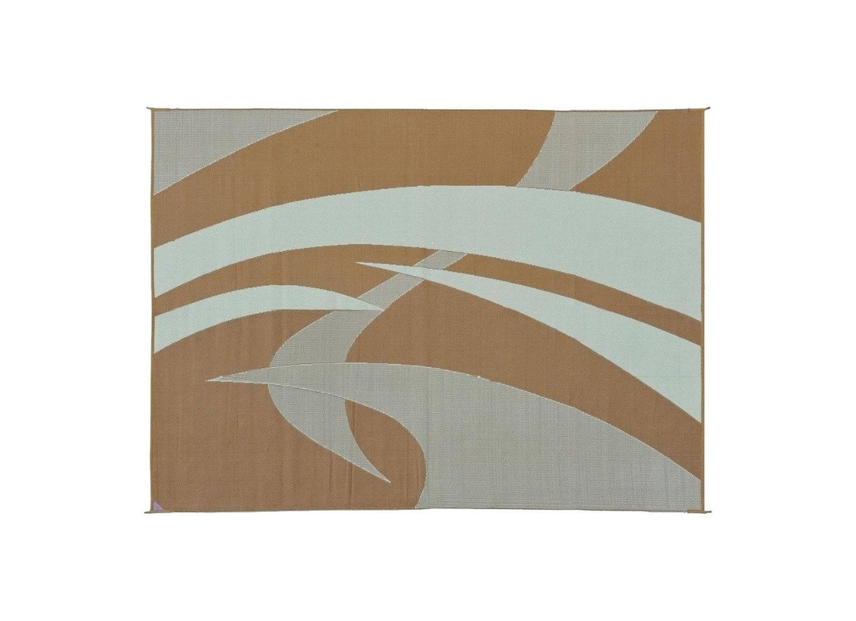 Reversible Outdoor Patio RV Camping Mat Swirl Brown Beige 9-Feet G95244