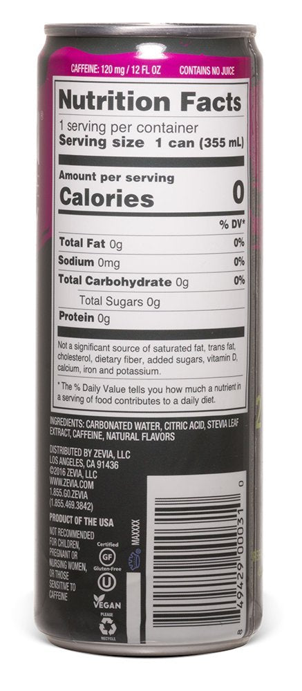 Zero Calorie Soda Cola 12 Ounce Cans Pack of 24 and Zero Calorie Energy Drink Raspberry Lime 12 Ounce Cans Pack of 12 U64361