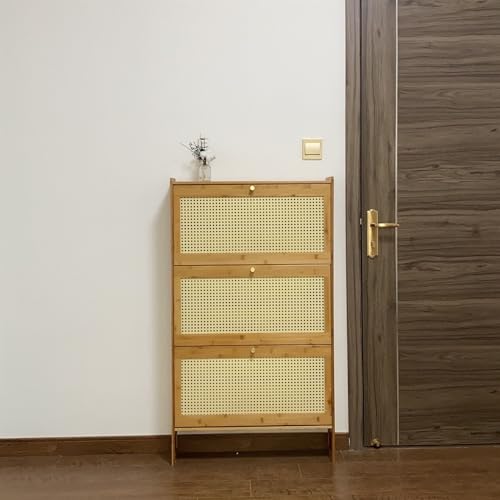 Slim Bamboo Shoe Storage Cabinet with Flip Drawers B911
