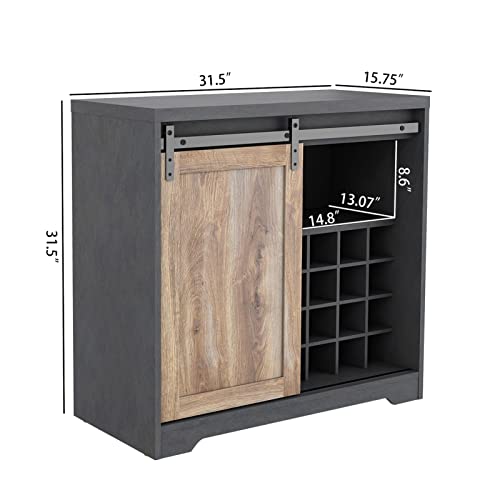 Black Wood Coffee Bar Cabinet with Wine Rack L902