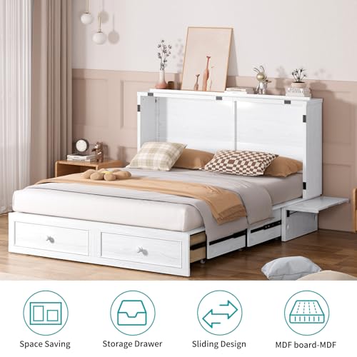Queen Cabinet Cube Chest Bed with Tri-fold Mattress R5412
