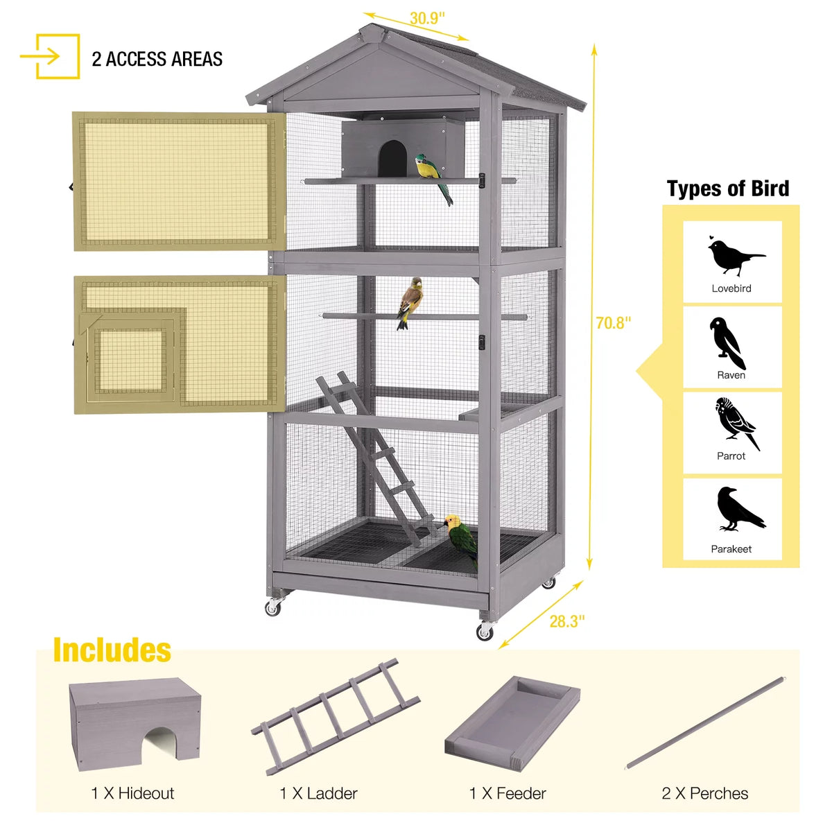 71'' Wooden Birdcage with Stand S48172