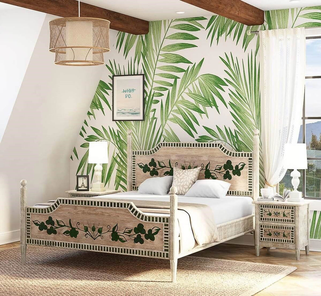 Handpainted Mango Wood Platform Bed E439