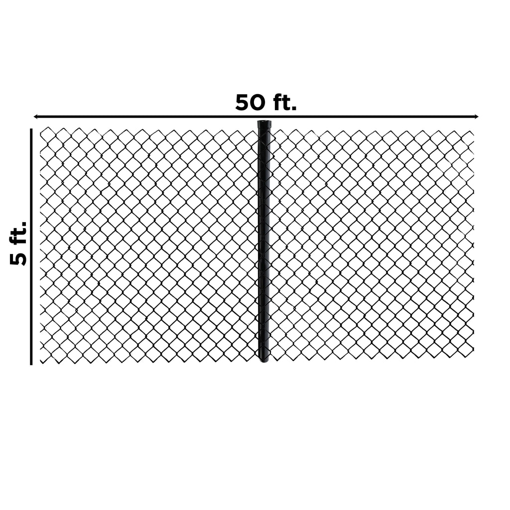 Black PVC Coated Chain Link Steel Fence 5X50 ft Y912