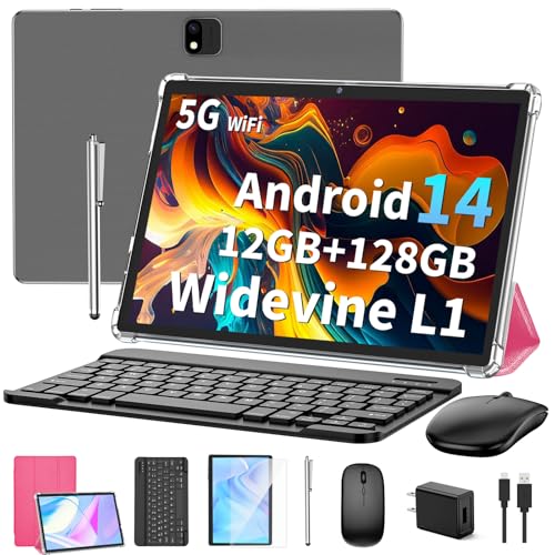 Android 14 Tablet with Keyboard, 12GB RAM, 128GB Storage, 10 Inch 2-in-1 Tablet X812