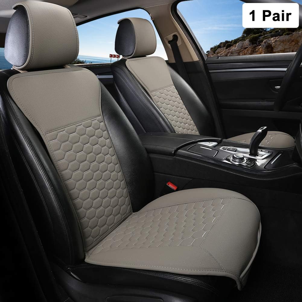 Black Panther 1 Pair Luxury PU Leather Front Car Seat Covers Breathable and Non-Slip Auto Seat Protectors for 95% Car Seats (Black) Pack of 2 W184