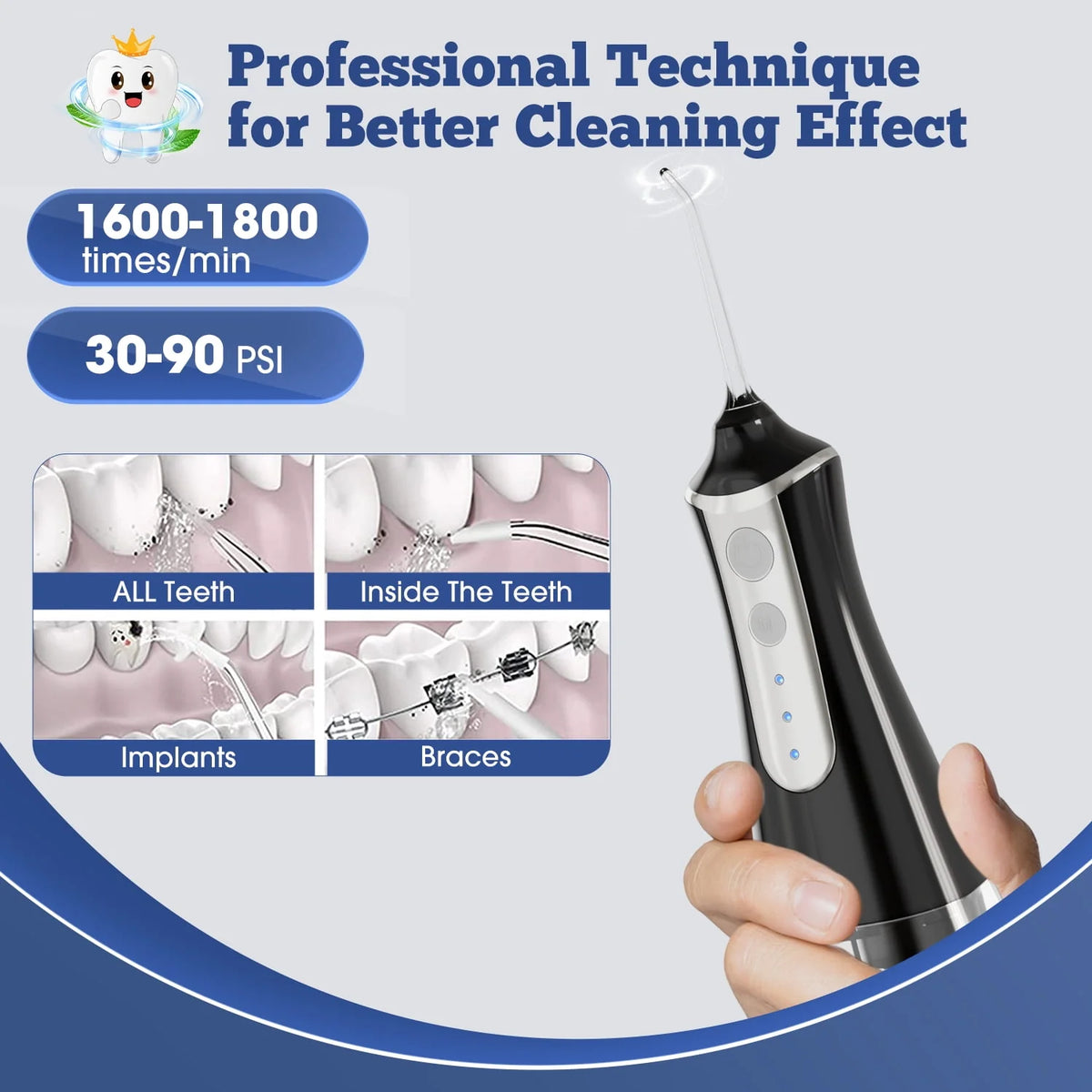 Cordless Water Flosser 3 Modes 5 Tips IPX6 Waterproof H573663