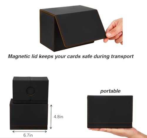 Black Green Trading Card Deck Box with Dice Tray and 2 Dividers X603982