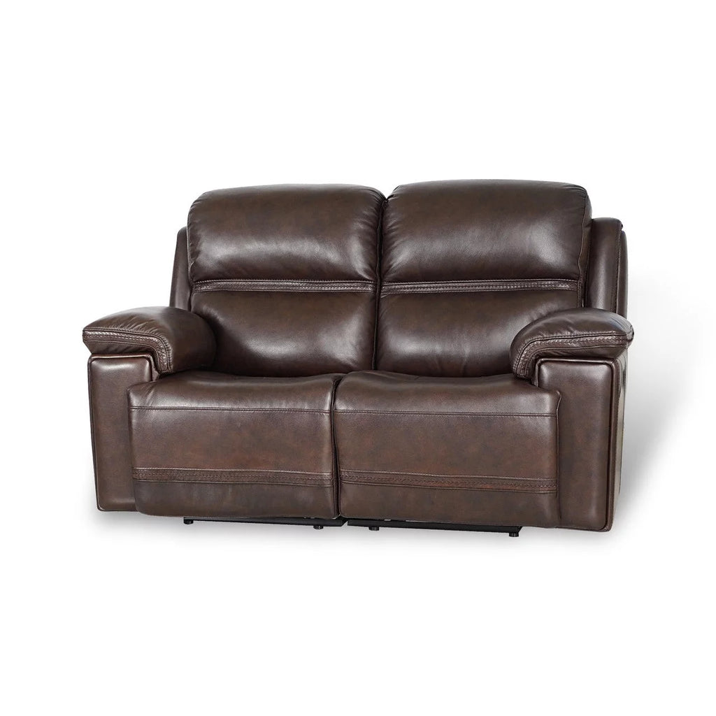 Leather Power Reclining Loveseat with Adjustable Headrest W50225