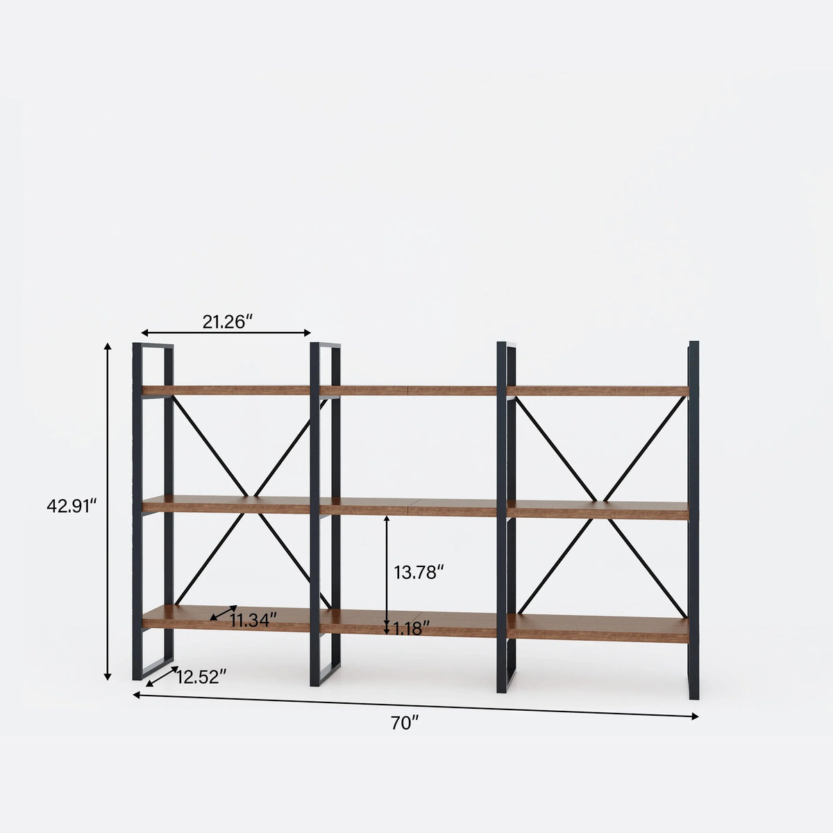 Antique Walnut Wood and Metal Display Etagere Bookcase W268