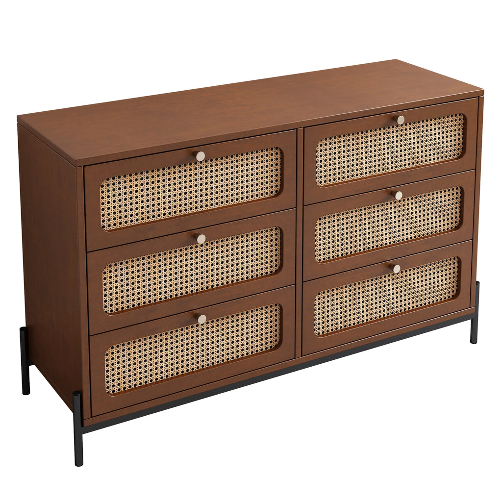 2-Drawer Walnut Wood Side Table M804