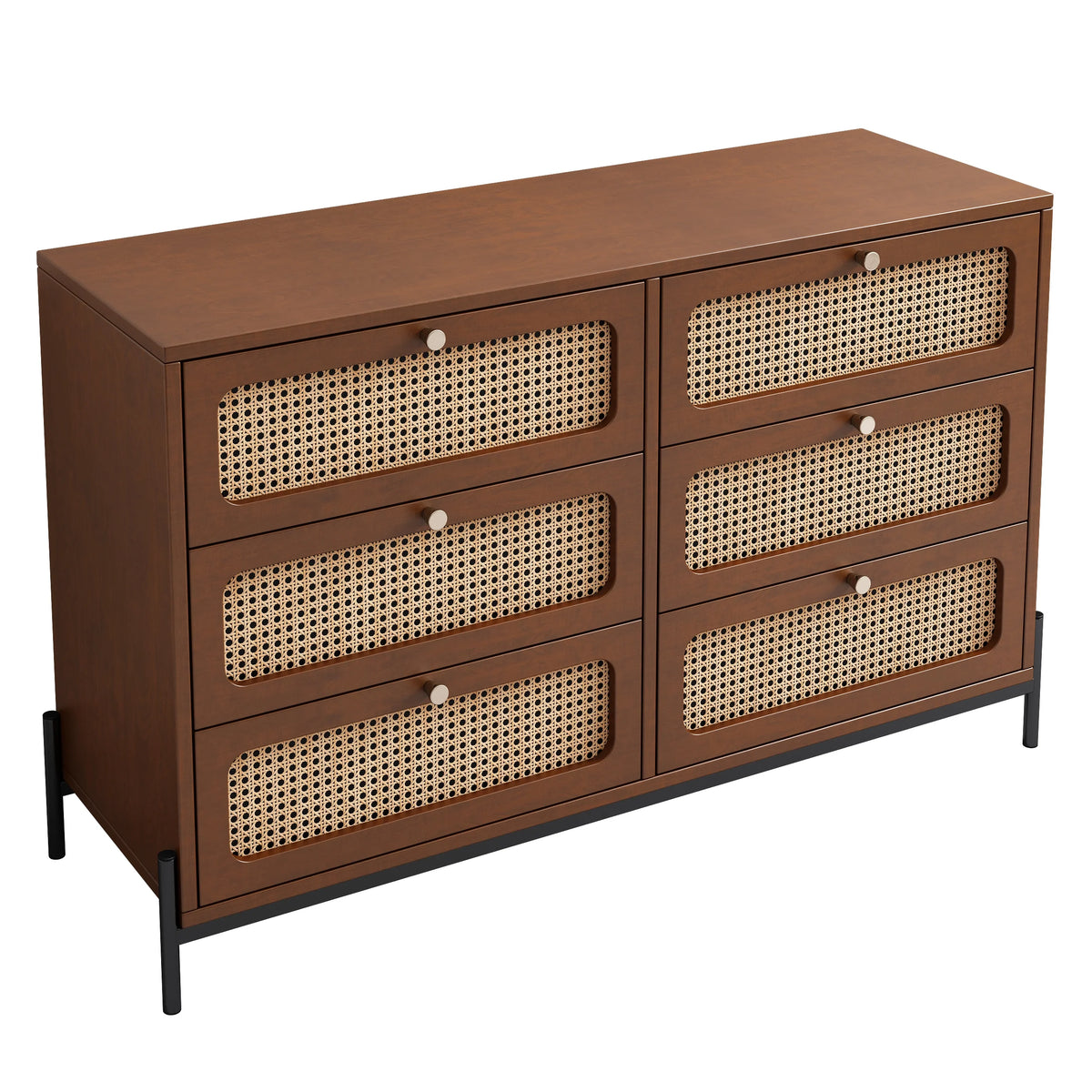 2-Drawer Walnut Wood Side Table M804