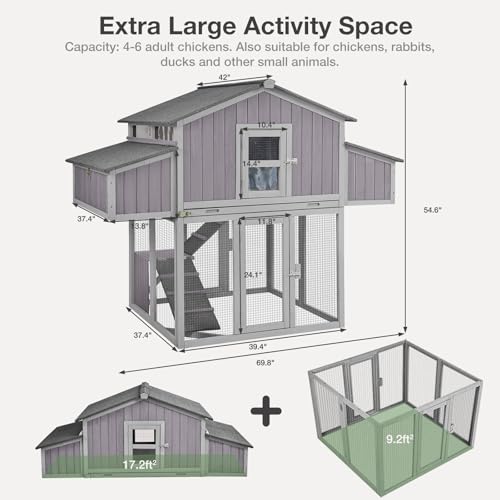Large Folding Chicken Coop with Nesting Box and Tray J429550