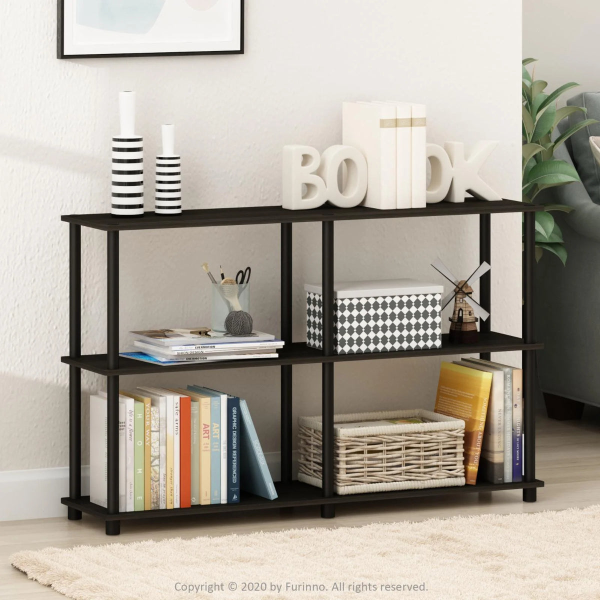 3-Tier Double Size Storage Display Rack in Black/Gray E937