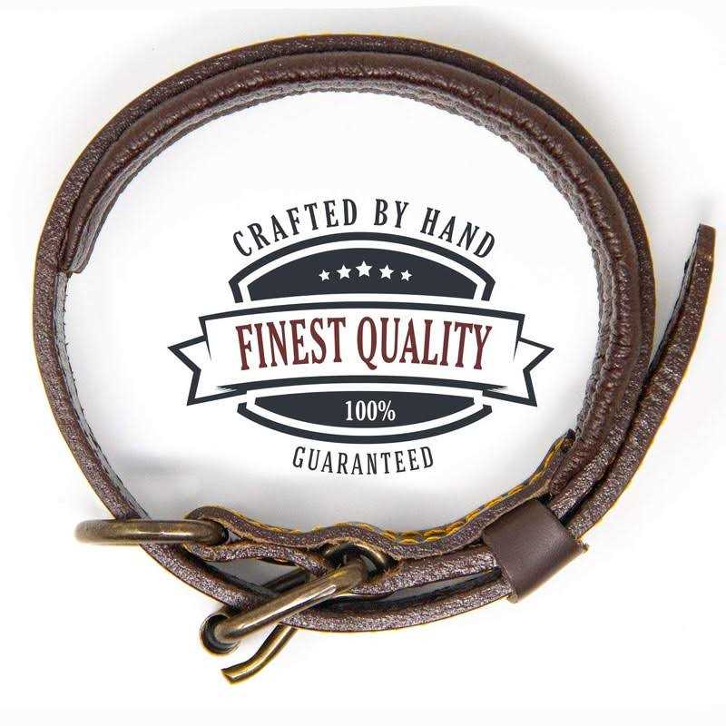Padded Full Grain Genuine Leather Dog Collar B37854