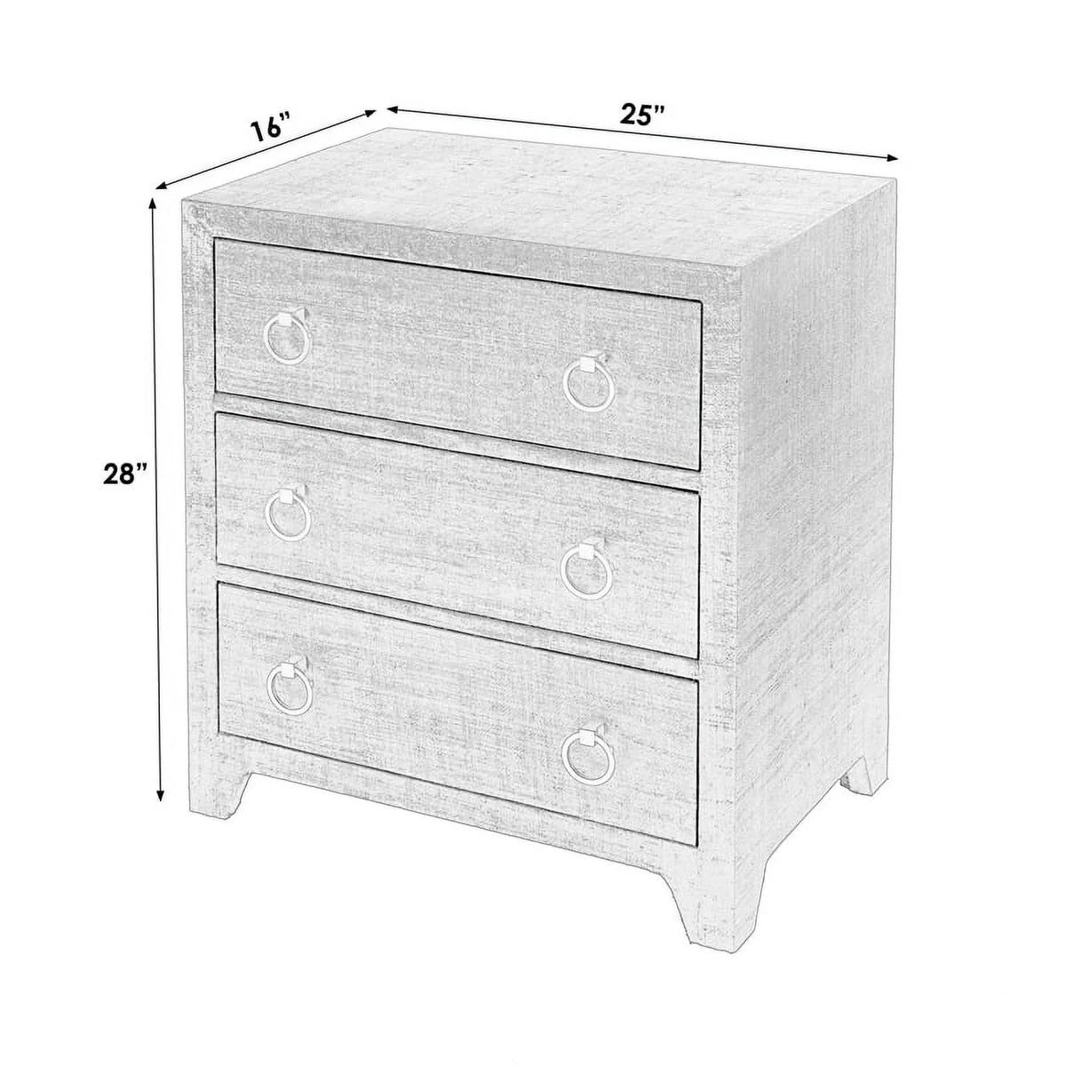 Natural Raffia 3 Drawer Wooden Chest E2570