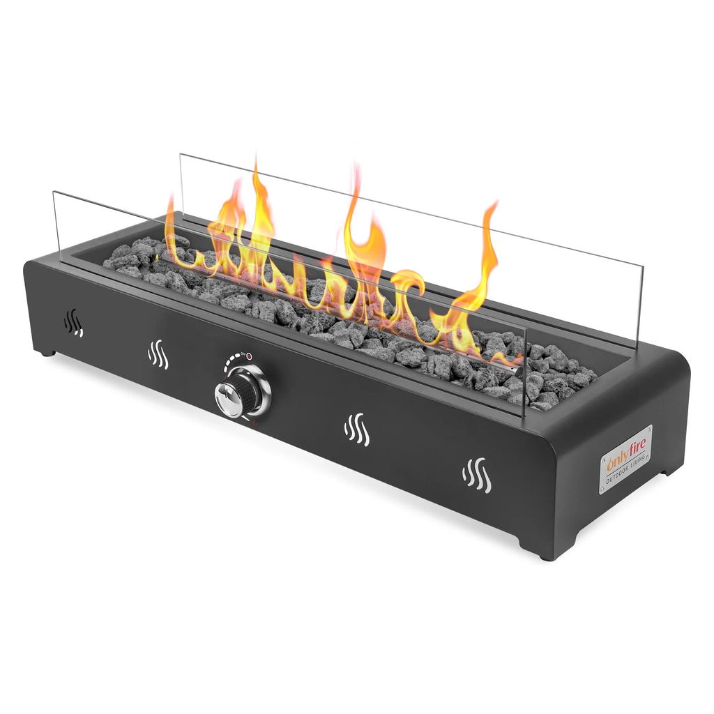 28in Propane Firepit with Glass Wind Guard Z260