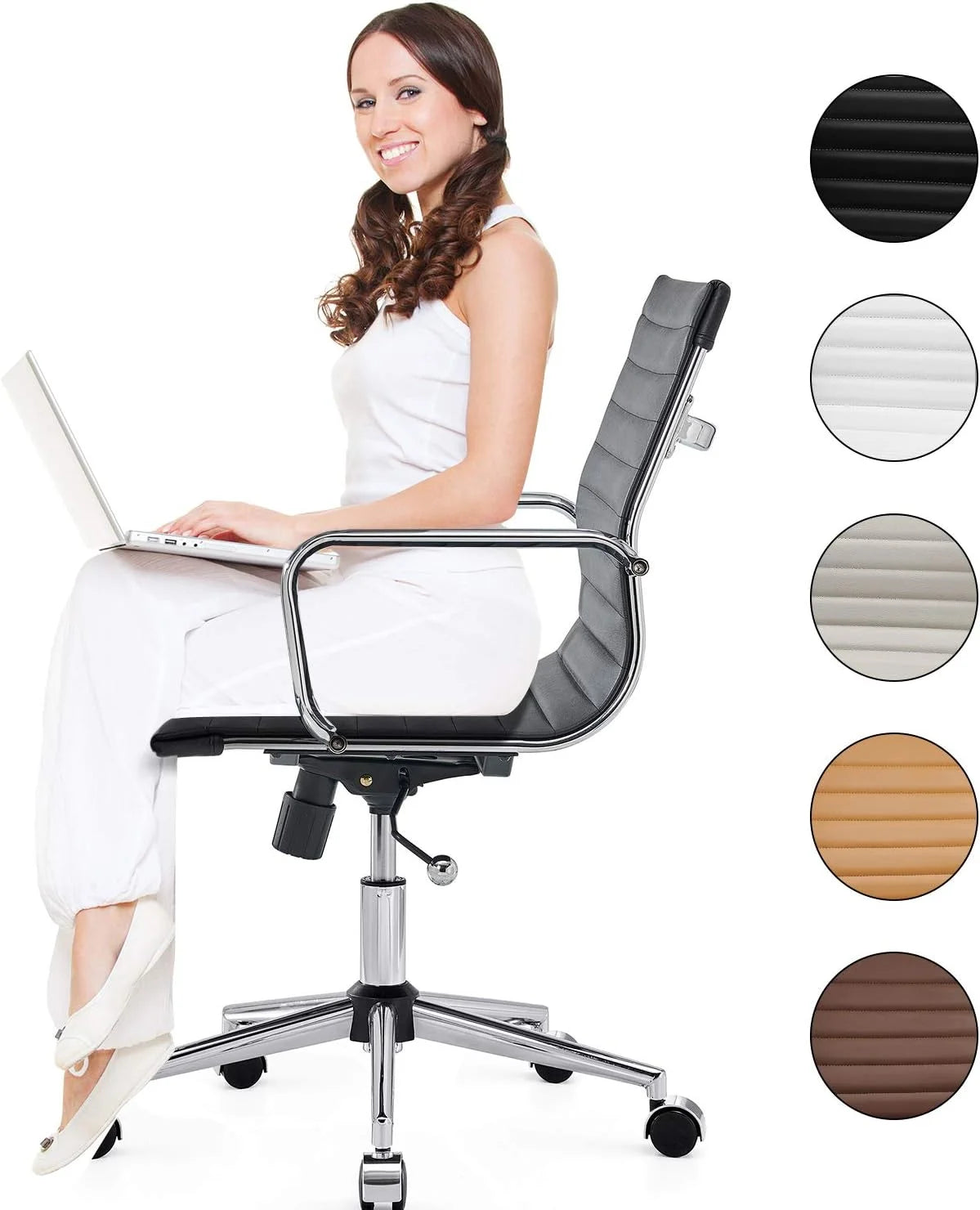 Black 320Lbs Ergonomic Office Chair with Caster Wheels P52628