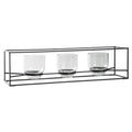 3 Glass Hurricane Candle Holders with Metal Frame, Black and Gold O847193