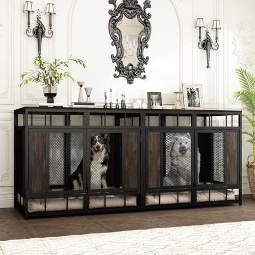 71" Heavy Duty Wood Dog Crate with Removable Divider W4876