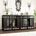 71" Heavy Duty Wood Dog Crate with Removable Divider W4876
