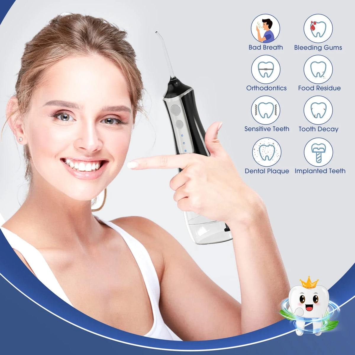 Cordless Water Flosser 3 Modes 5 Tips IPX6 Waterproof H573663