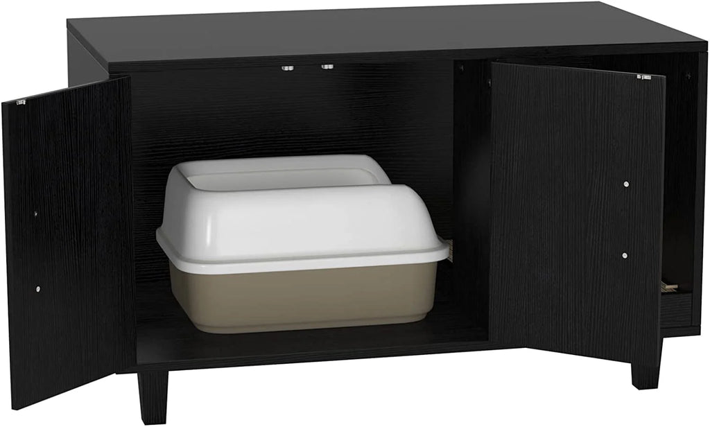 Cat Litter Box Enclosure Table Nightstand with Scratch Pad S196188