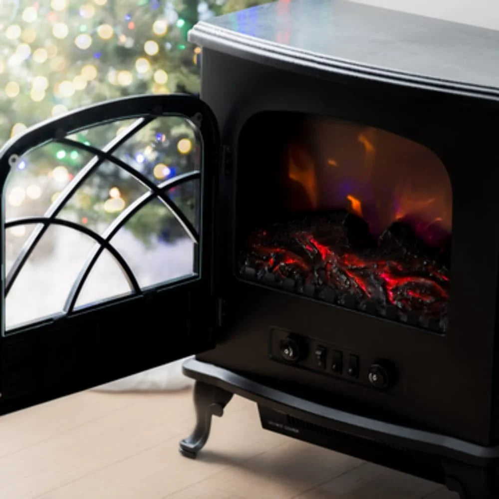 Black Infrared Electric Fireplace Stove Heater with Remote W542