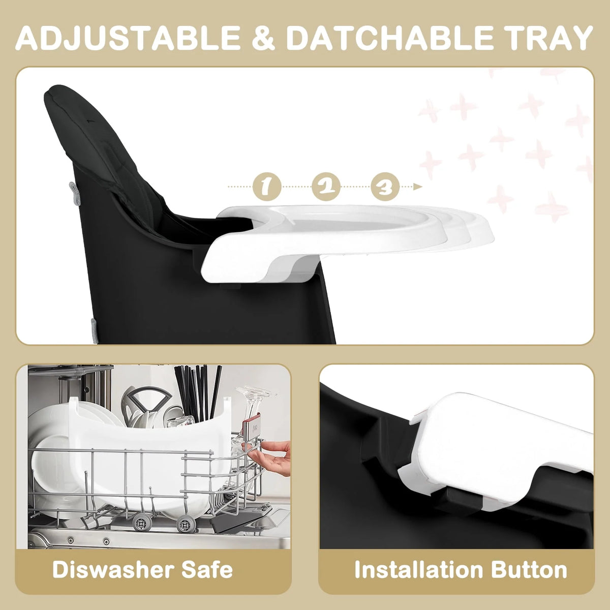 8 in 1 Black Baby High Chair P408