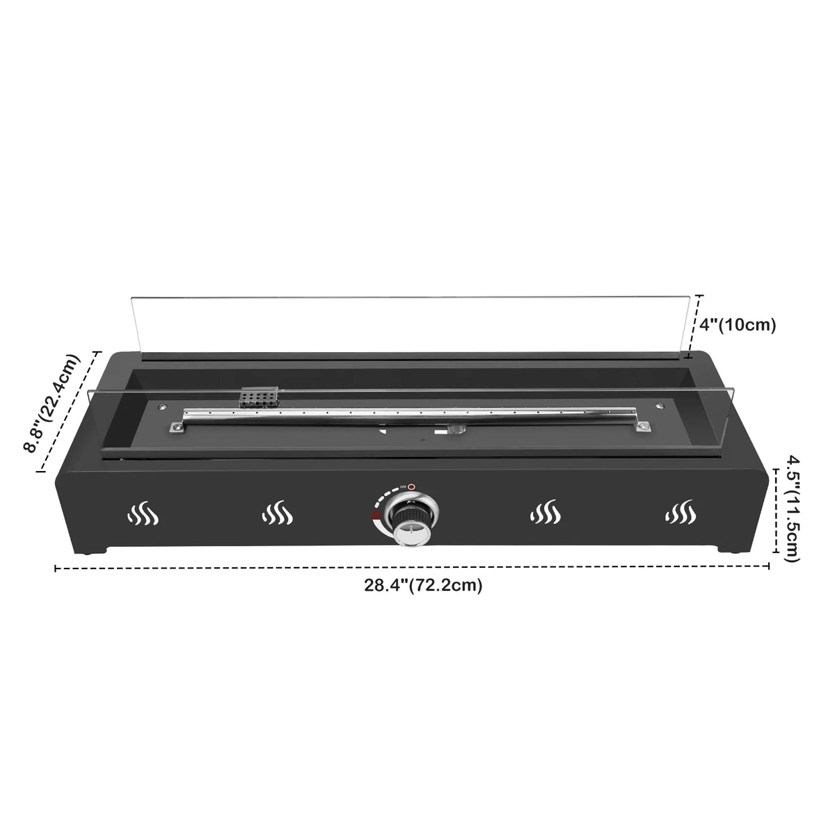 28in Propane Firepit with Glass Wind Guard Z260