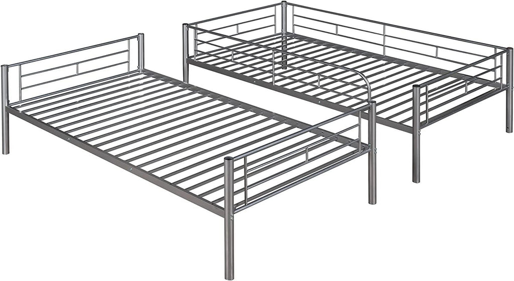 Twin Over Full Metal Bunk Bed with Ladder & Guardrail N896831