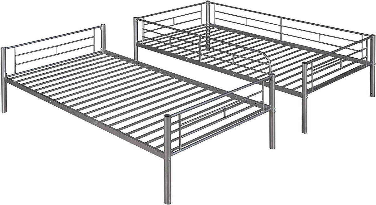 Twin Over Full Metal Bunk Bed with Ladder & Guardrail N896831